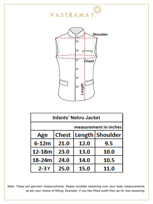 Vastramay SISHU Boy's Gold-Toned & Blue Color Woven Design Nehru Jackets